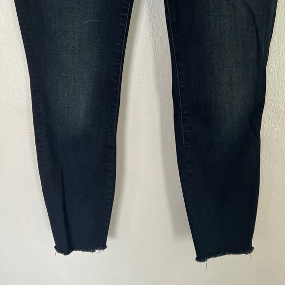 Mother High Waisted Looker Ankle Fray Jeans Dark Blue Wash Women's Size 28 Crop - Picture 5 of 14
